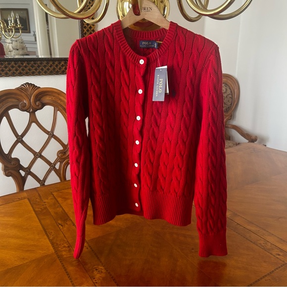 Ralph Lauren Women's Cable-Knit Cotton Crewneck Cardigan. Brand New Size M - Picture 5 of 10